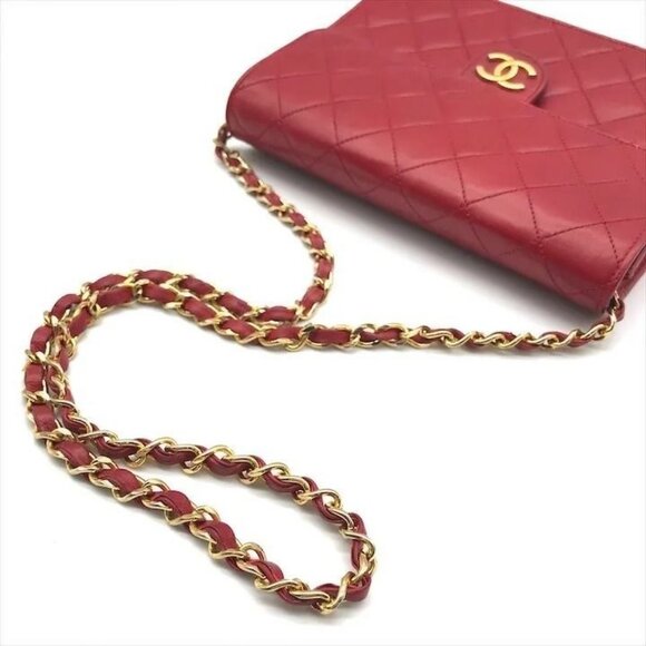 Authentic CHANEL 24K Vintage Classic Single Flap Bag Quilted Lambskin Chain Tote - Picture 5 of 8